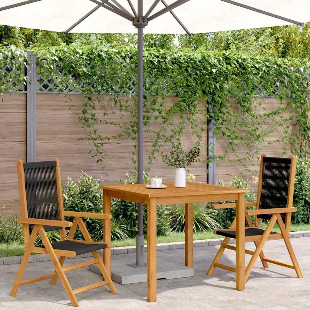 Outdoor Garden Chairs 2 Pieces Black Foldable Reclining Seat Patio Furniture