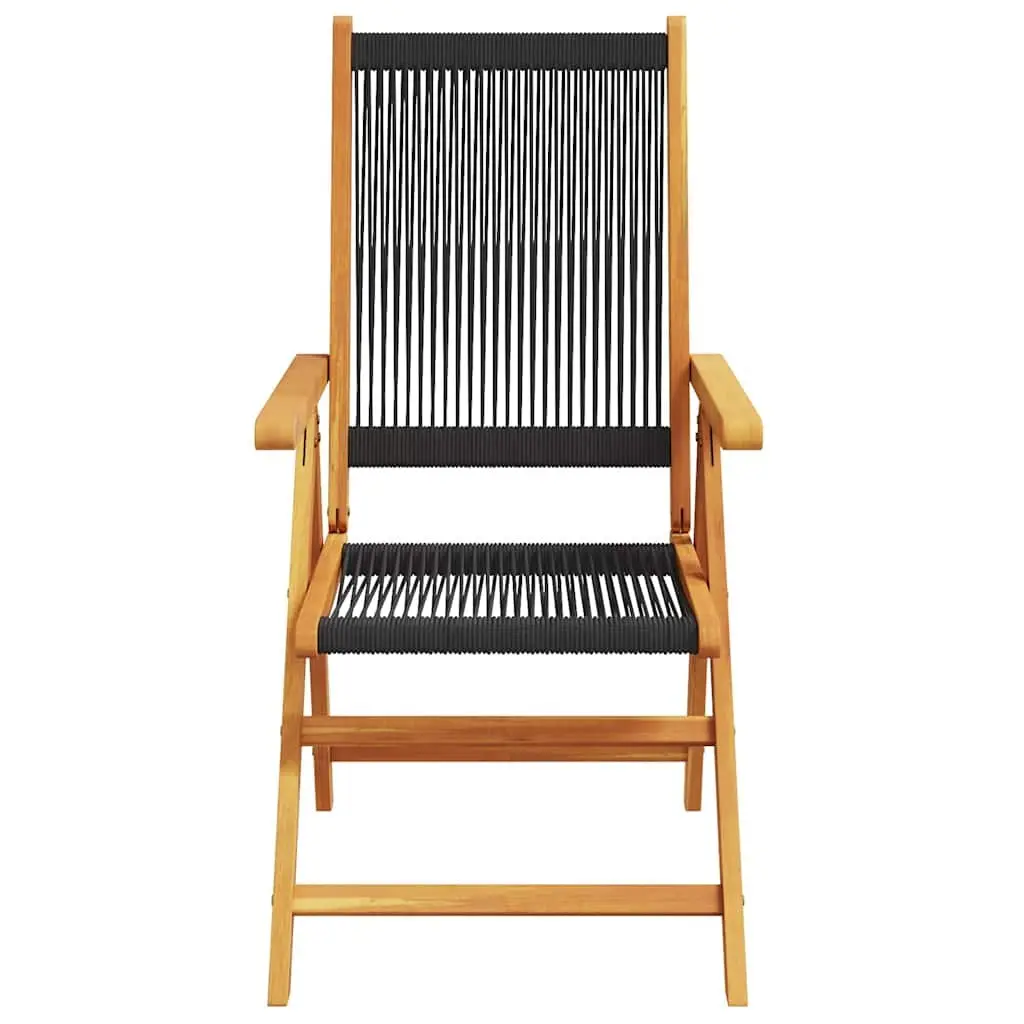 Outdoor Garden Chairs 2 Pieces Black Foldable Reclining Seat Patio Furniture
