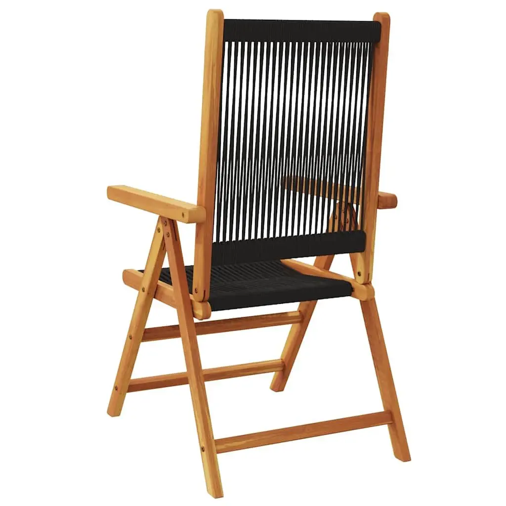 Outdoor Garden Chairs 2 Pieces Black Foldable Reclining Seat Patio Furniture