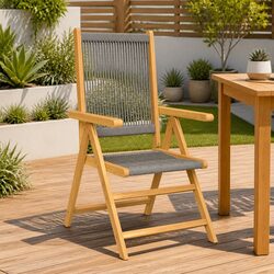 2 Grey Reclining Garden Chairs for Outdoor Relaxation