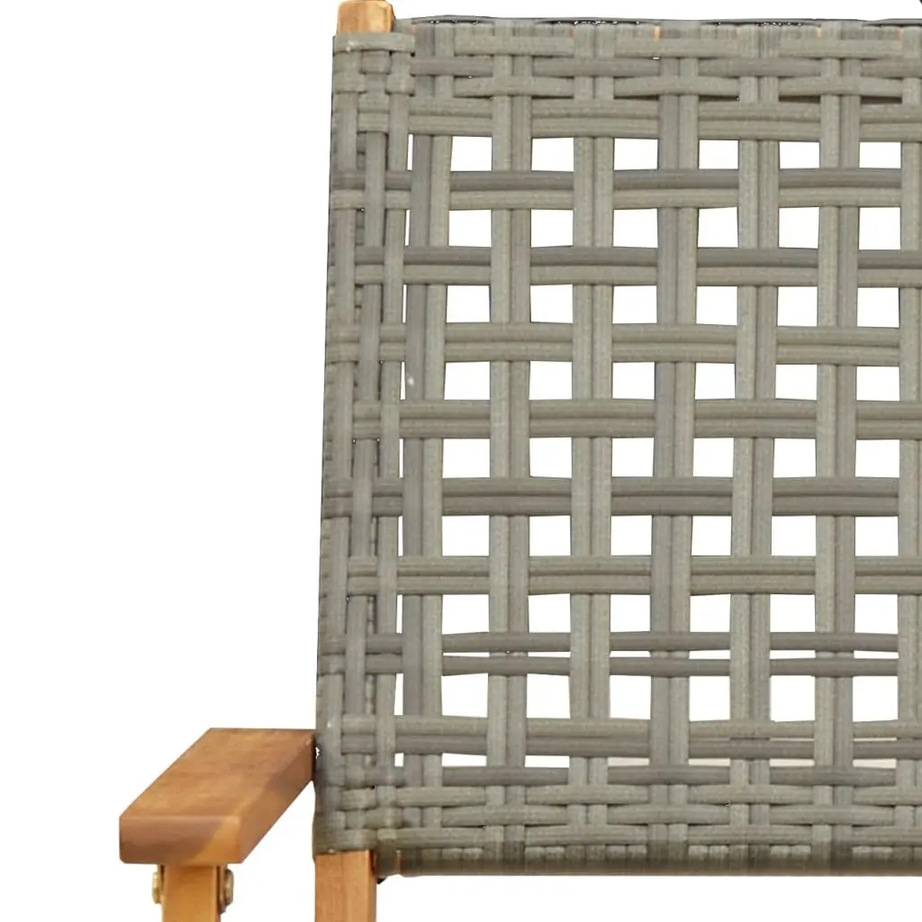 Outdoor Garden Chairs Acacia Wood Poly Rattan Foldable Grey 2 Piece