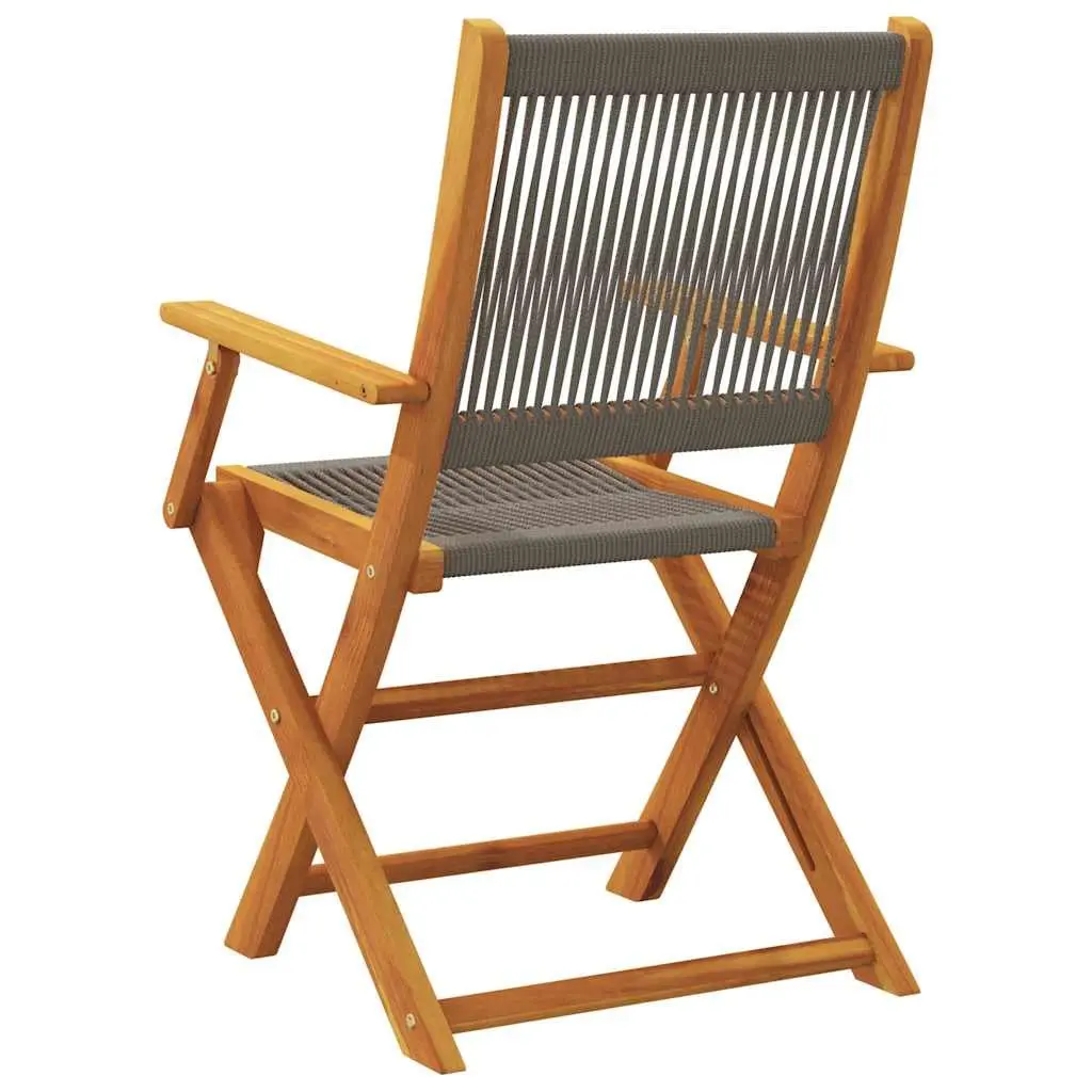 Folding Garden Chairs Solid Acacia Wood Grey 2 Piece Outdoor Patio Furniture