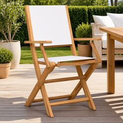 Folding White Wooden Garden Chairs - Durable 2 Piece Set