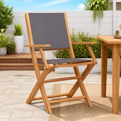 Set of 2 Anthracite Folding Garden Chairs – Solid Acacia