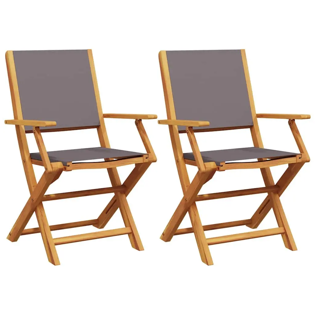 Outdoor Chairs Solid Acacia Wood Folding Anthracite 2 Piece