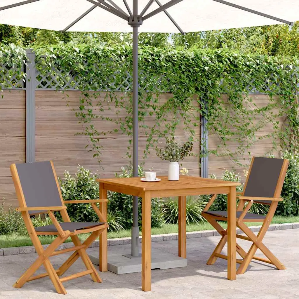 Outdoor Chairs Solid Acacia Wood Folding Anthracite 2 Piece