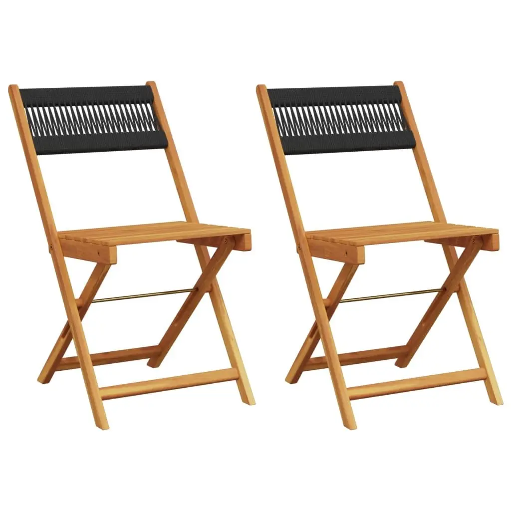 Black Acacia Wood Outdoor Bistro Chairs Set of 2