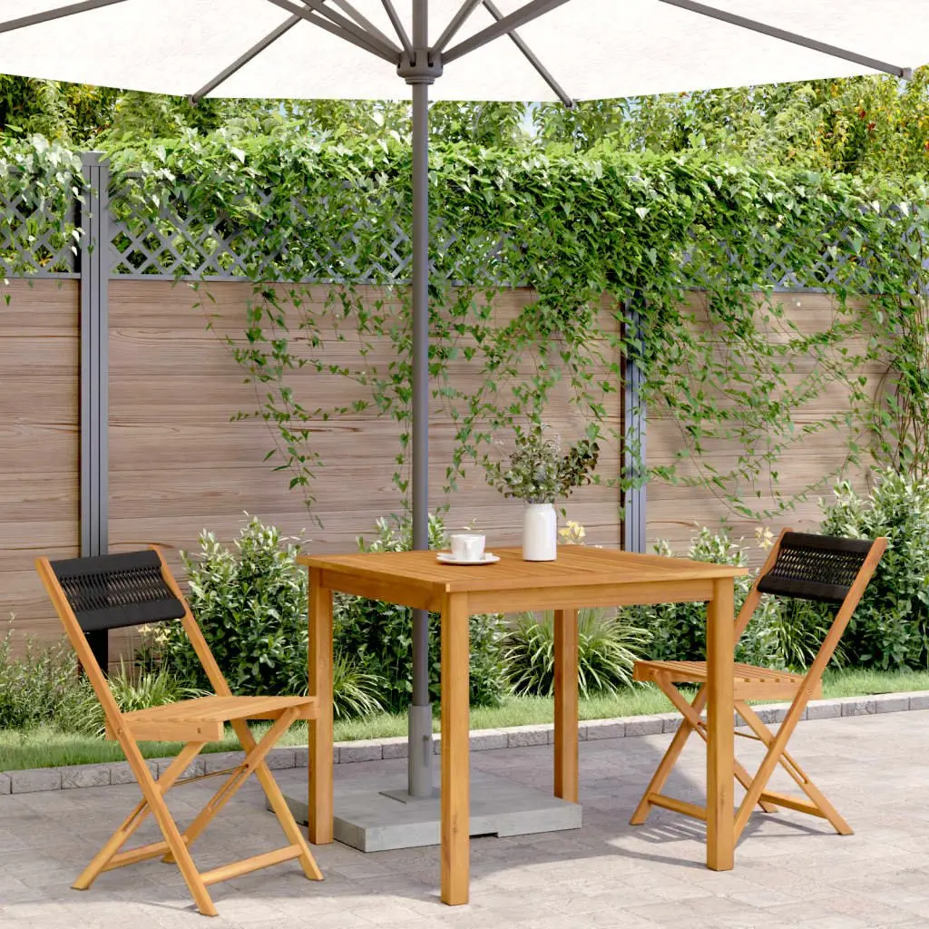 Black Acacia Wood Outdoor Bistro Chairs Set of 2