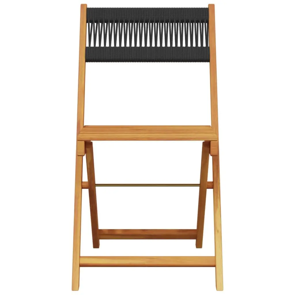 Black Acacia Wood Outdoor Bistro Chairs Set of 2