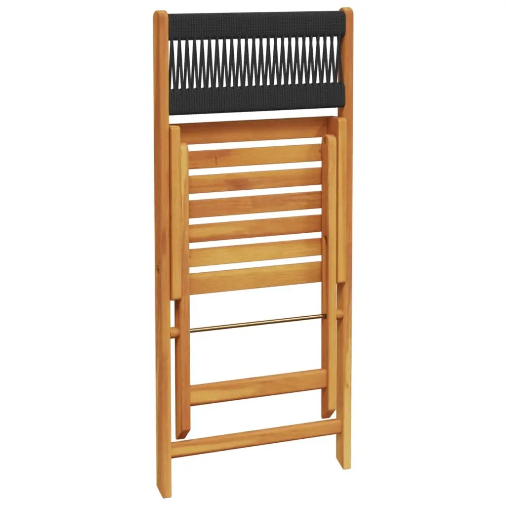 Black Acacia Wood Outdoor Bistro Chairs Set of 2