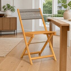 Grey Bistro Chairs Set - 2 Folding Outdoor Seats