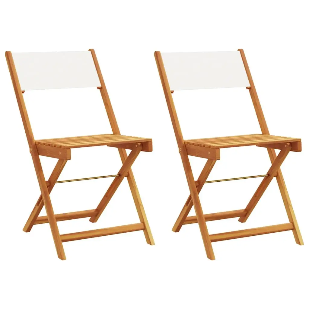 Foldable Bistro Chairs, 2 pcs White Outdoor Set