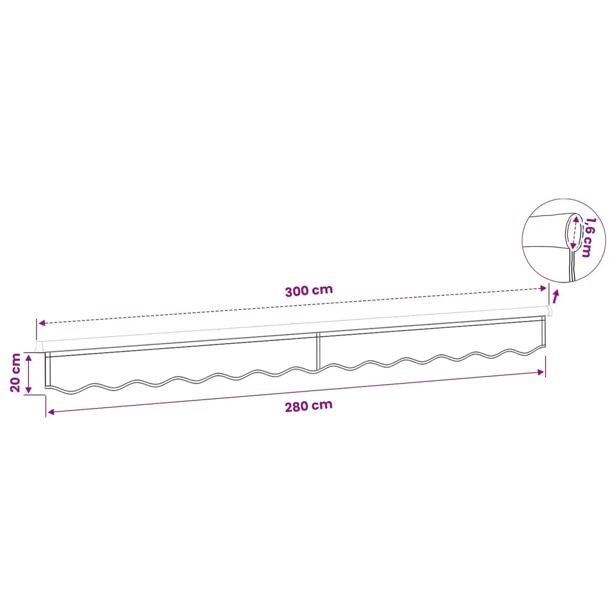 Cream Stripe Replacement Awning Valance Fabric 3m