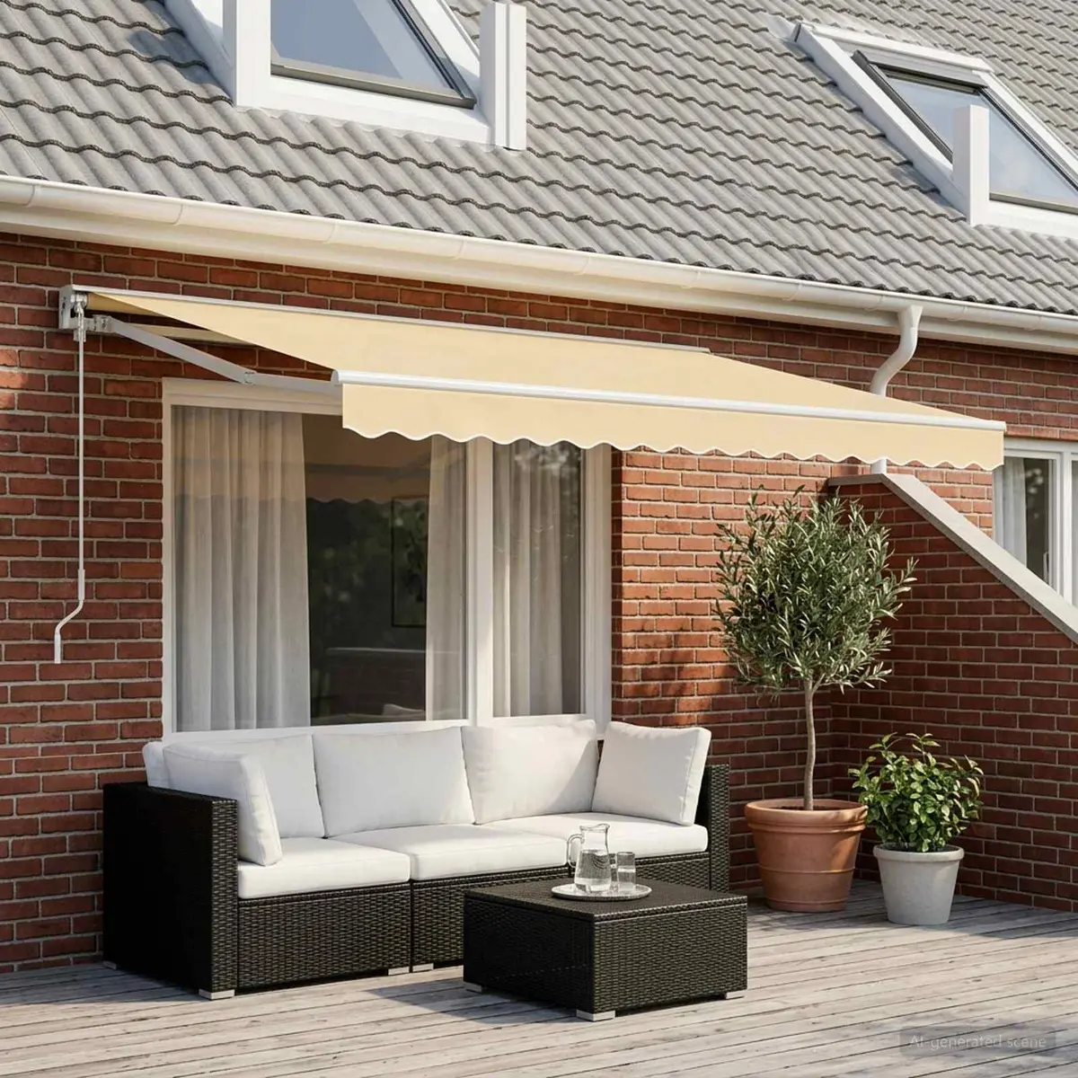 Cream Stripe Replacement Awning Valance Fabric 4.5m