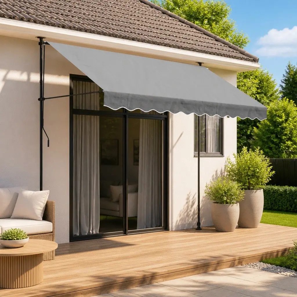 Anthracite Stripe Awning Valance Fabric 3m