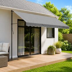 Durable Anthracite Stripe Awning Valance Fabric 4m