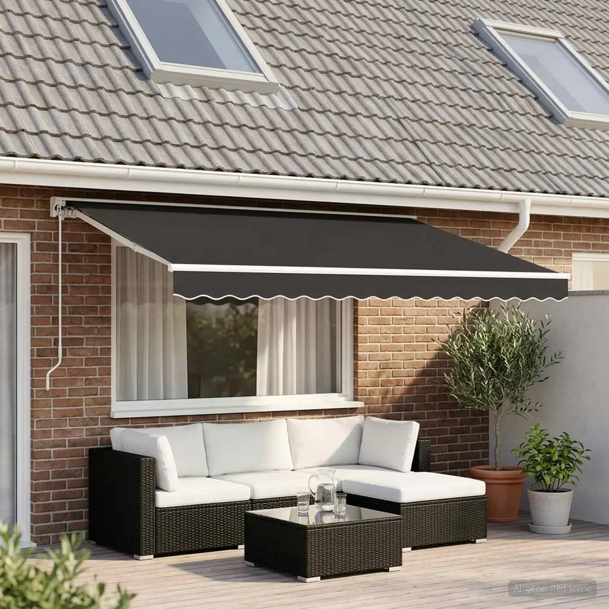 Anthracite Stripe Awning Valance Fabric 4m