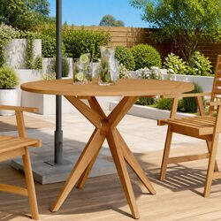 Solid Wood Acacia Round Garden Table for Outdoor Dining