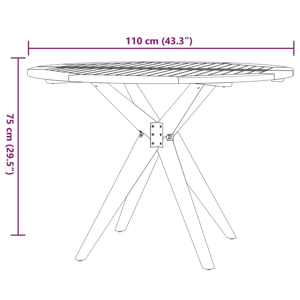 Solid Wood Acacia Round Garden Table for Outdoor Dining