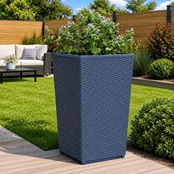 Durable Grey Rattan Look Garden Planters Set of 2