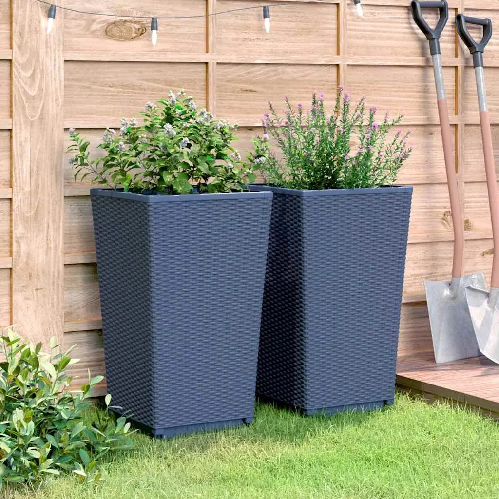 Garden Planters Polypropylene 32.5x57cm Grey 2 Piece Set