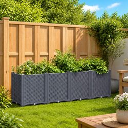 Outdoor Grey Garden Planter Flower Box 160x40x53cm
