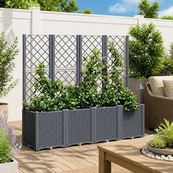 Durable Garden Planter with Trellis for Climbing Plants
