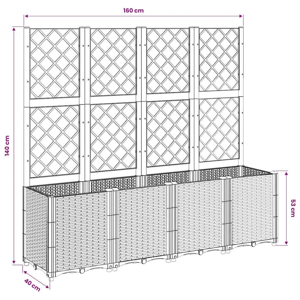 Garden Planter Polypropylene 160x40x140cm Grey