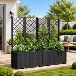 Modular Garden Planter with Trellis for Climbing Plants 160x40x140cm
