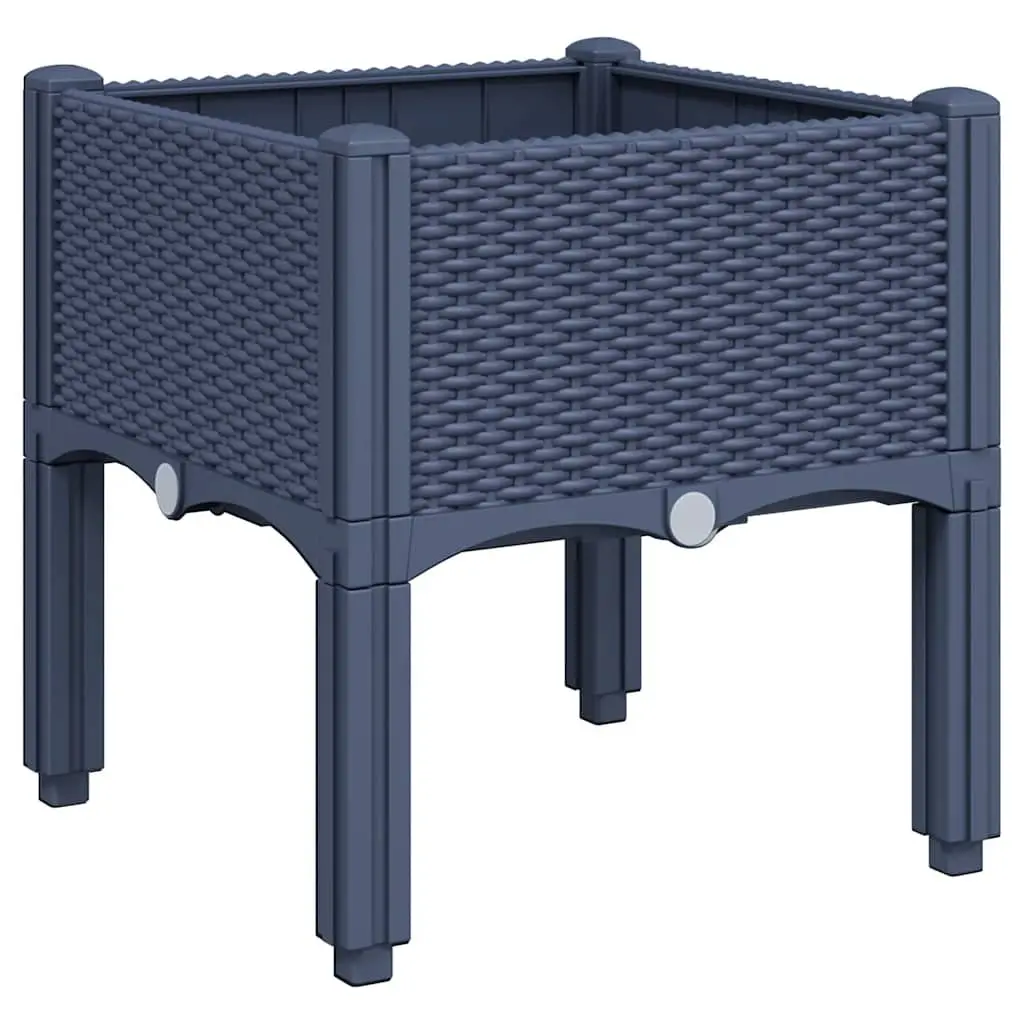 Garden Planter Box Polypropylene 40 x 40 x 42 cm Grey Rattan Look