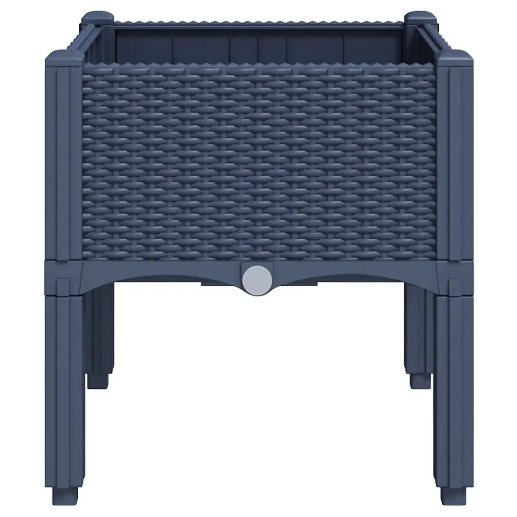 Garden Planter Box Polypropylene 40 x 40 x 42 cm Grey Rattan Look