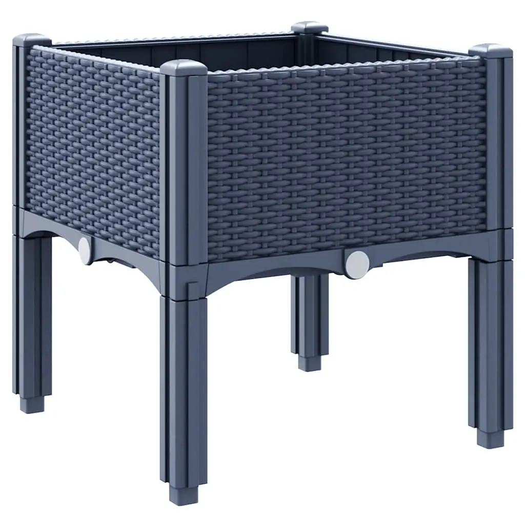 Garden Planter Box Polypropylene 40 x 40 x 42 cm Grey Rattan Look