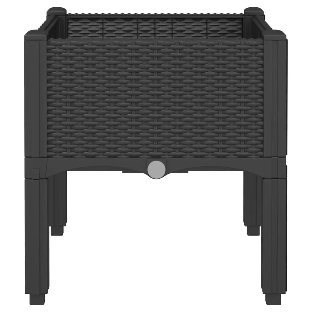 Elevated Black Garden Planter Box 40x40x42cm Rattan Style