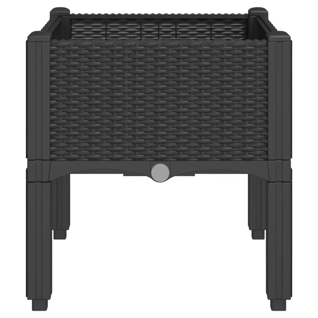 Elevated Black Garden Planter Box 40x40x42cm Rattan Style
