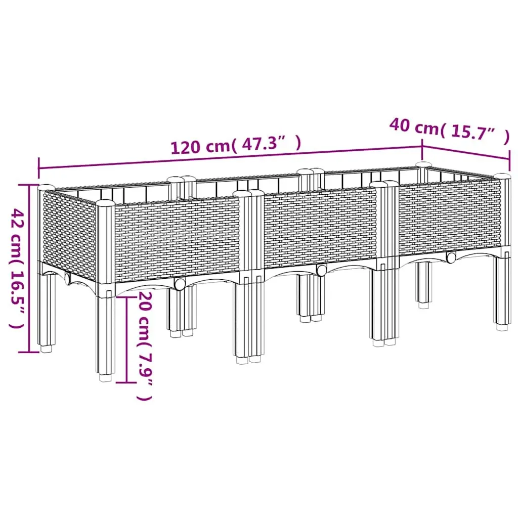 Elevated Garden Planter Box with Rattan Look
