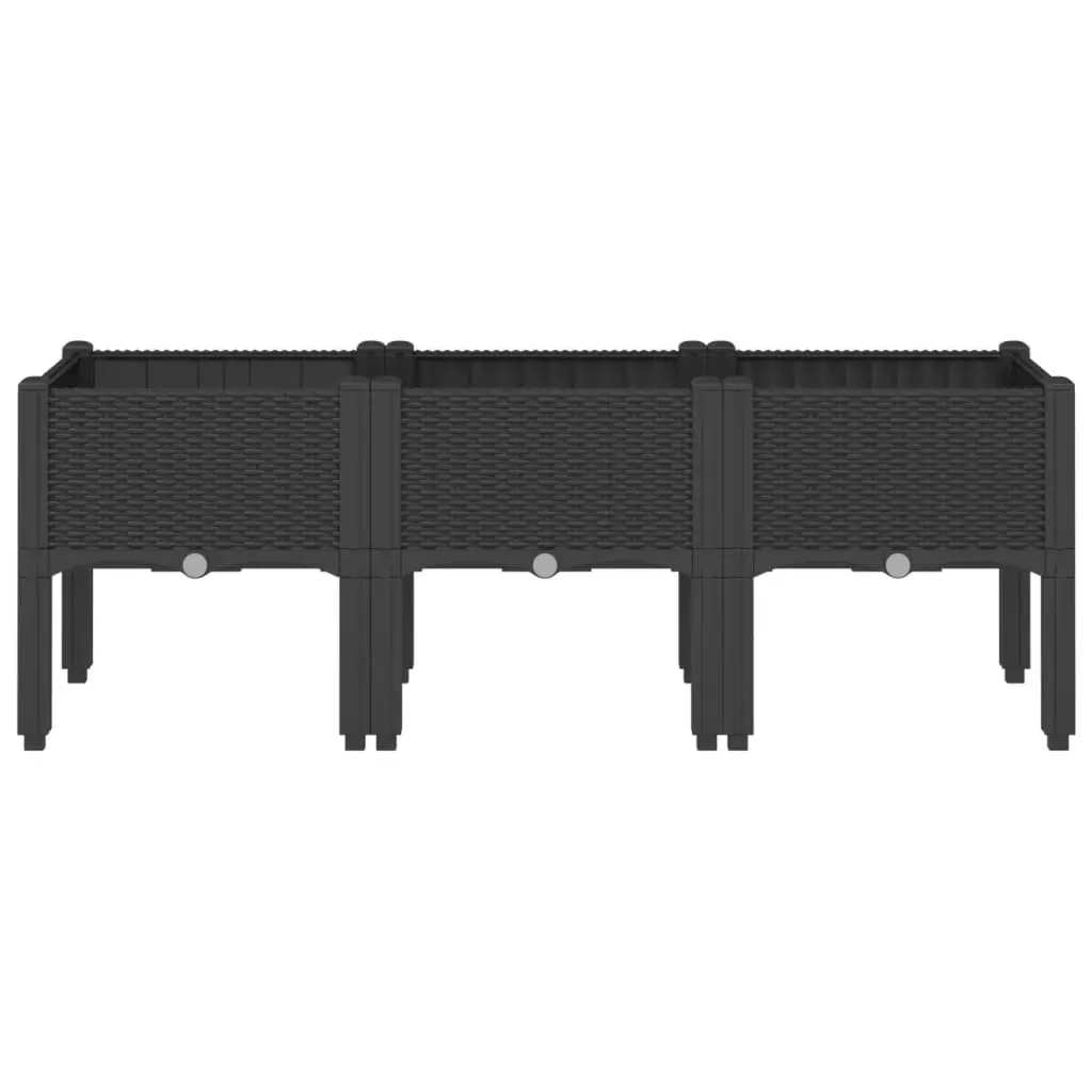 Black Garden Planter with Elevated Legs 120x40x42cm