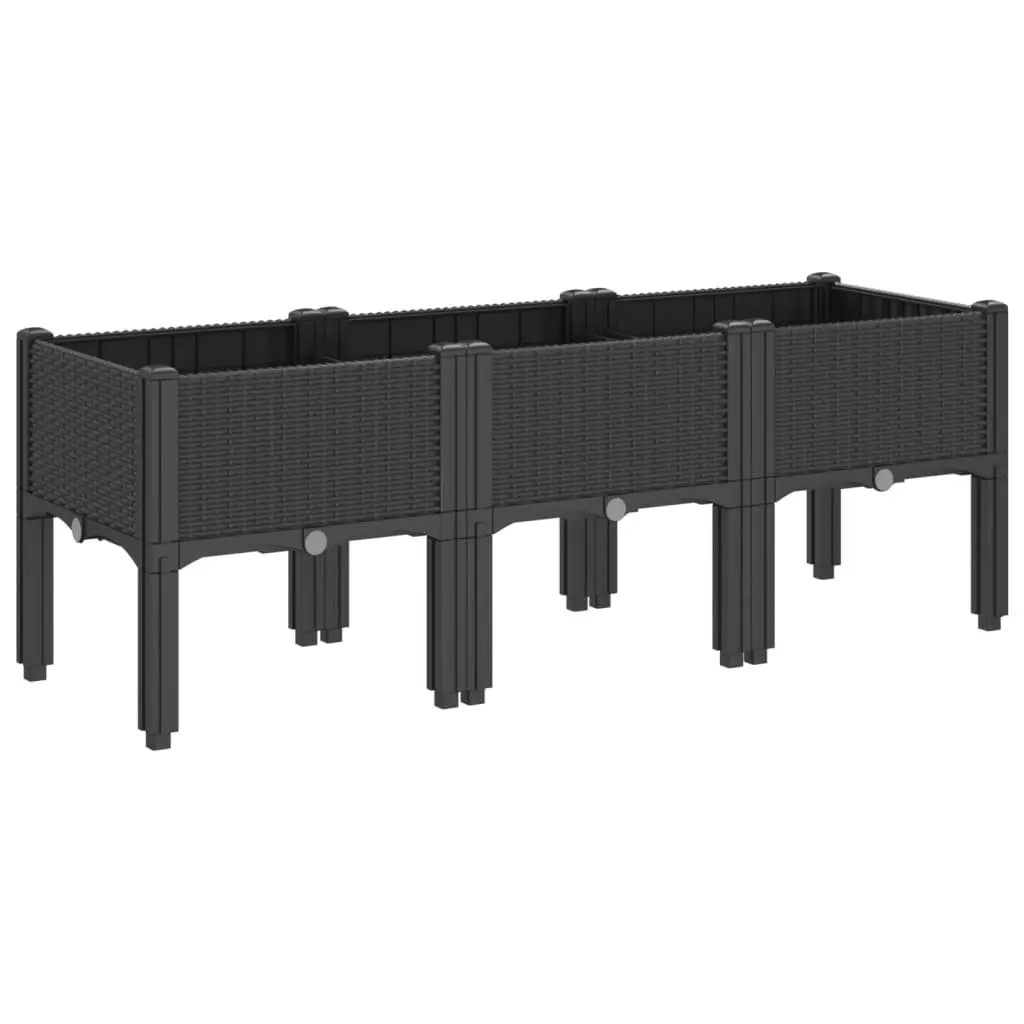 Black Garden Planter with Elevated Legs 120x40x42cm