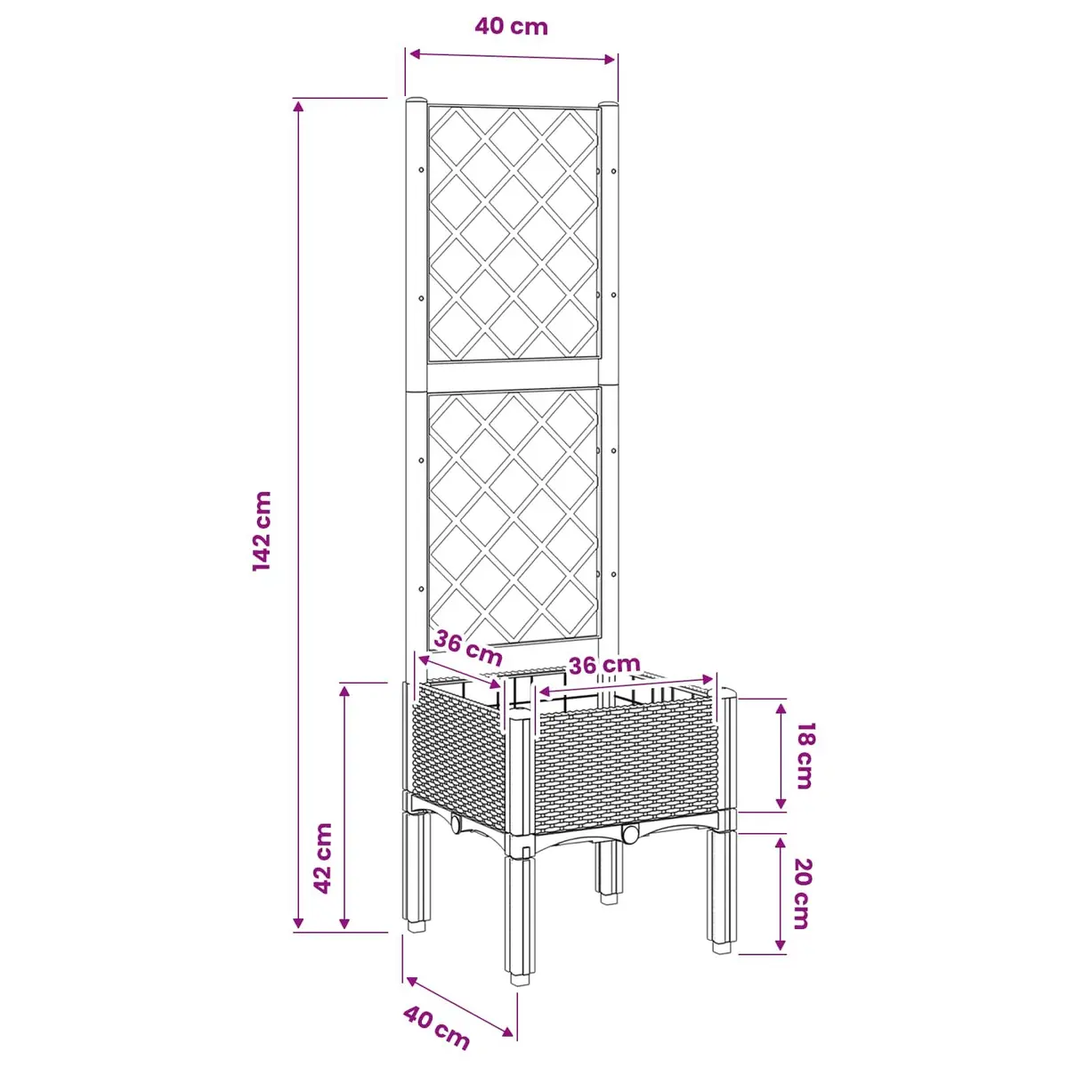 Garden Planter Polypropylene 40x40x142cm Black
