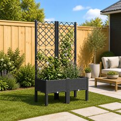 Garden Planter with Trellis Black 80x40x142cm Climbing Plants Support