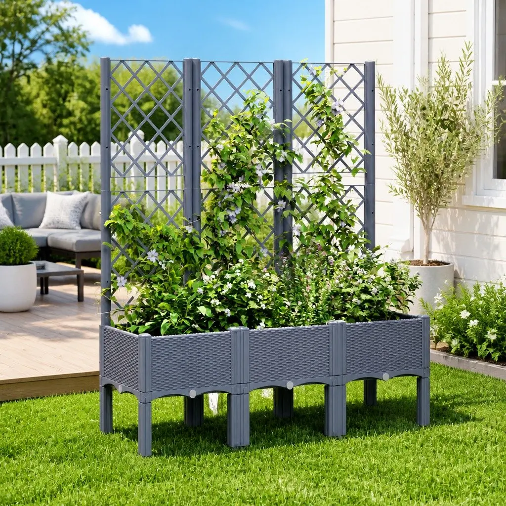 Garden Planter Polypropylene 120 x 40 x 142 cm Grey