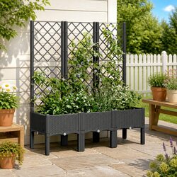 High-Quality Black Garden Planter with Integrated Trellis