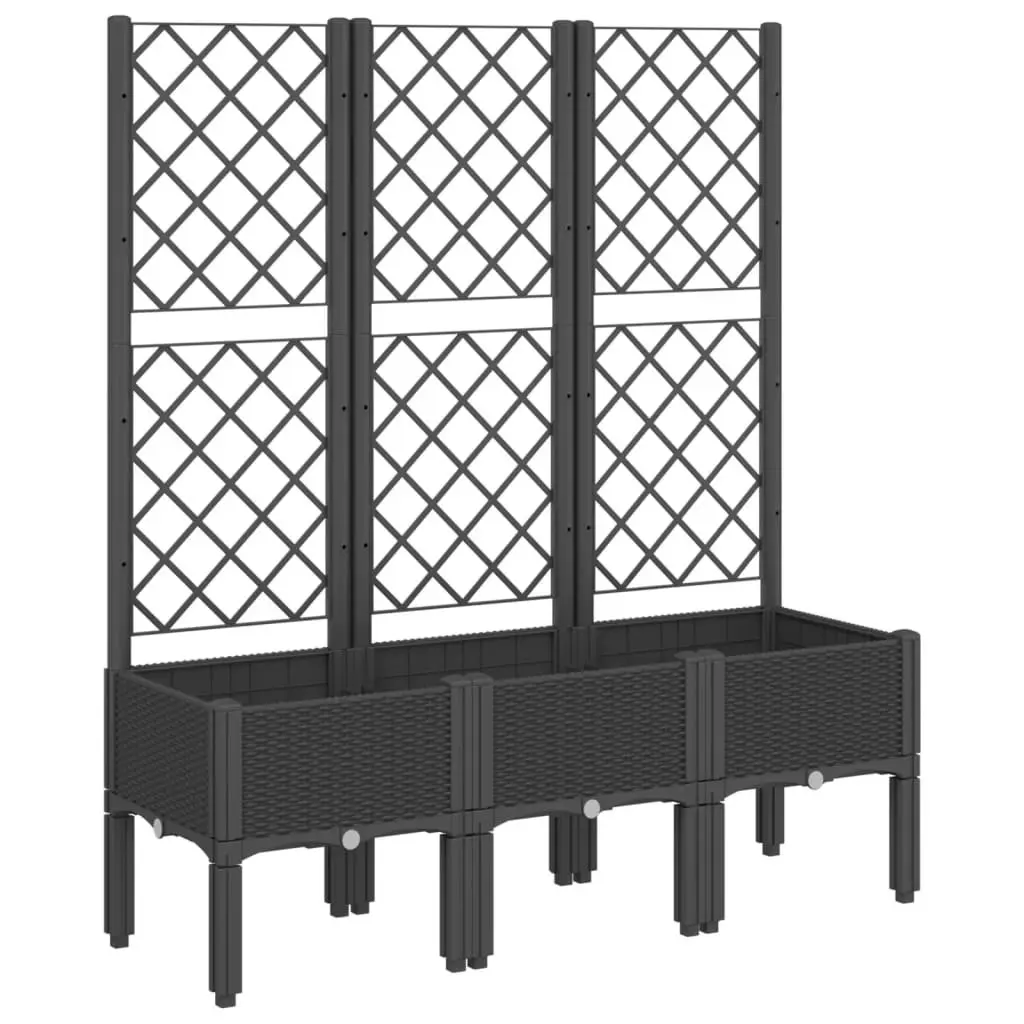 Black Garden Planter with Integrated Trellis