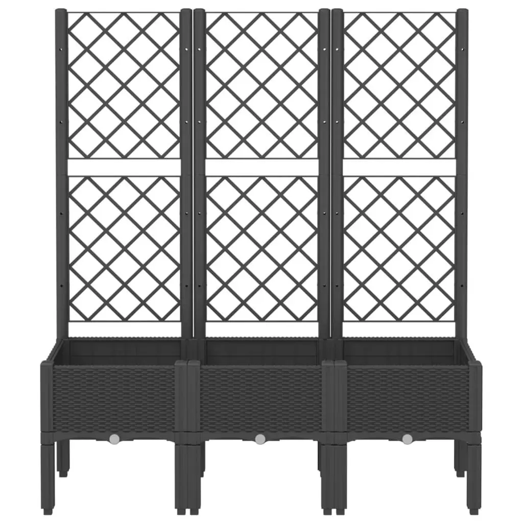 Black Garden Planter with Integrated Trellis