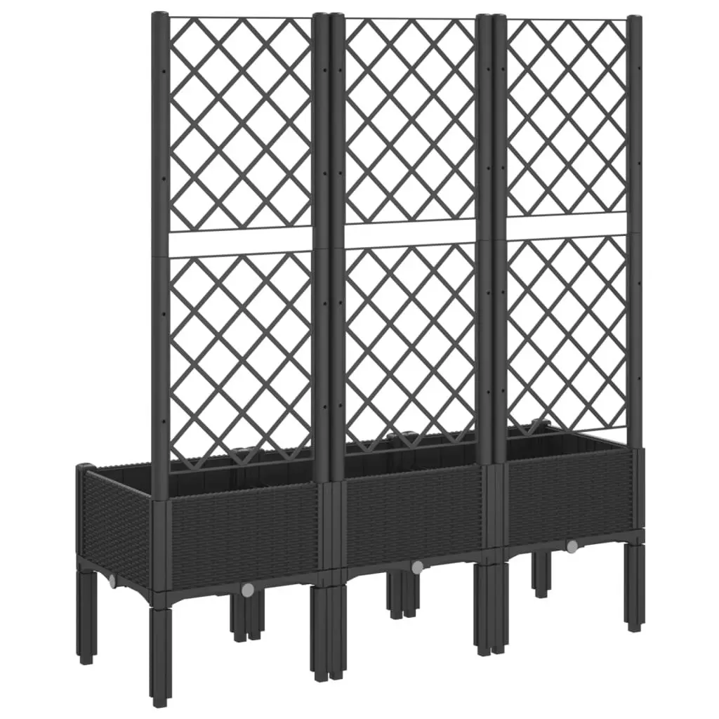 Black Garden Planter with Integrated Trellis