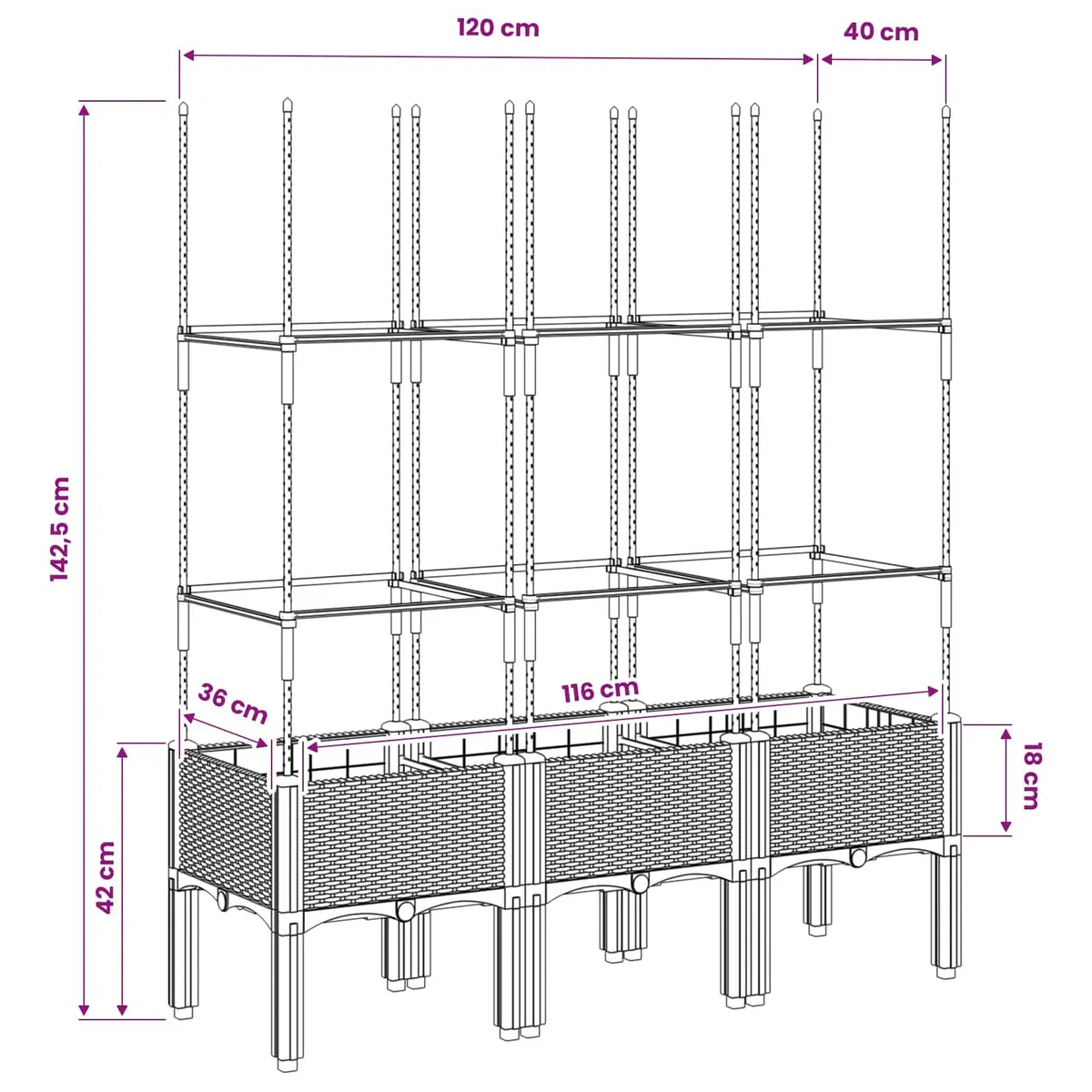 Garden Planter with Trellis for Climbing Plants