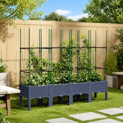 Durable Garden Planter with Trellis for Climbing Plants