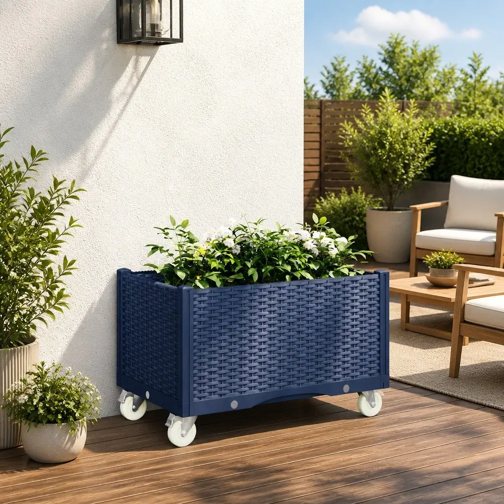 Garden Planter with Wheels and Integrated Trellis