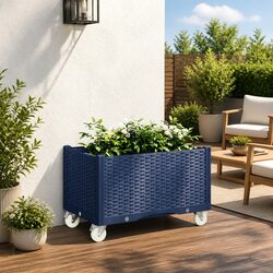 Durable Garden Planter with Wheels and Integrated Trellis