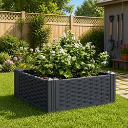 Durable Modular Raised Bed Garden Planter 42.5x42.5x28.5cm Grey