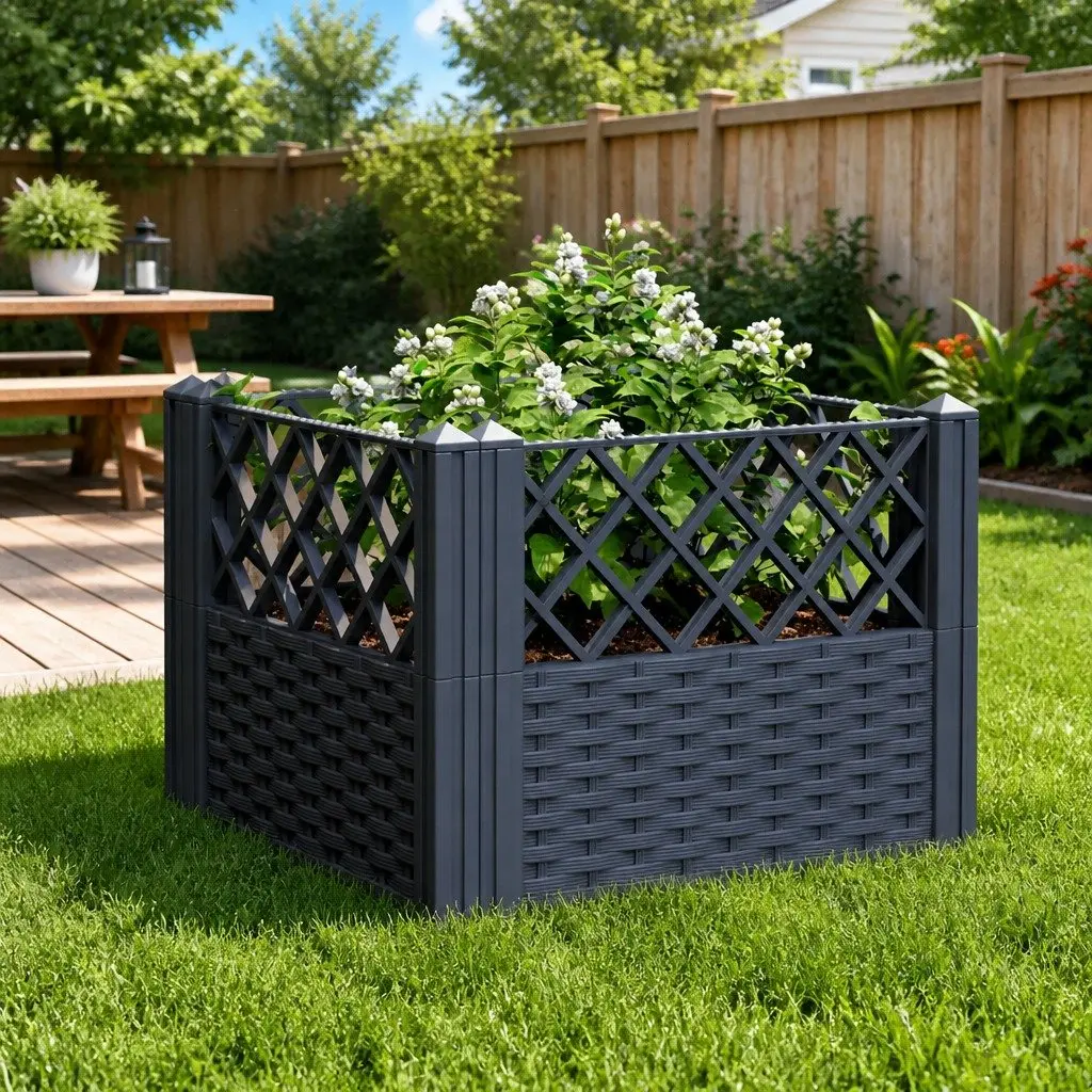 Modular Raised Bed Garden Planter Box in Grey